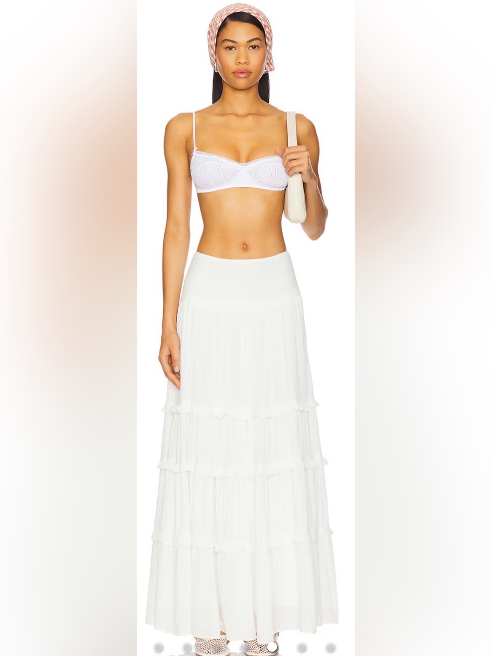 NWT More to Come Harlow White Tiered Maxi Skirt - Women M